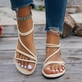 thumbnail image 6 of SBYOJLPB Sandals for Women's Fashionable Casual Wear Round-Headed Open-Toe Beach Flat Thin Strap Roman Sandals, 6 of 8