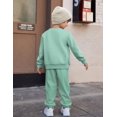 thumbnail image 4 of Arshiner Boy 2Pcs Fall Winter Clothes Color Block Crewneck Sweatshirt and Pants Sweatsuit, 4 of 5