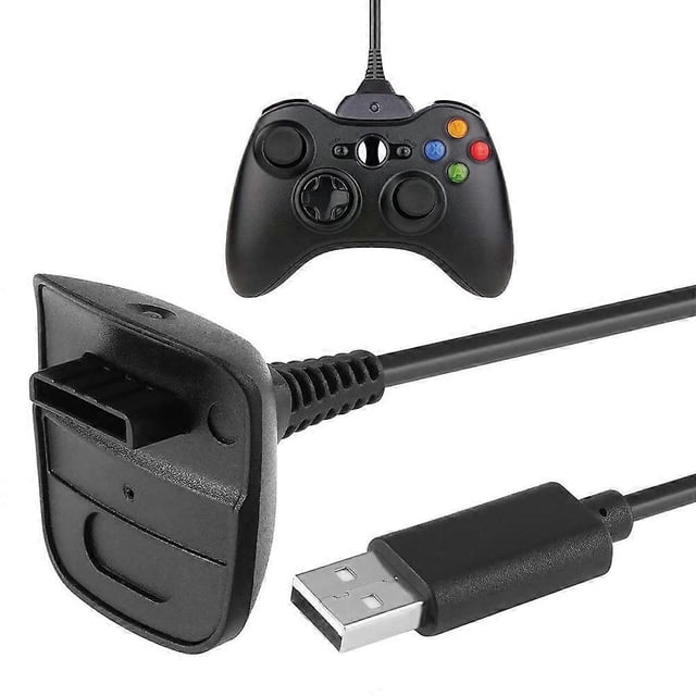 Charging Cable for Xbox 360 Controllers - 150cm Black replacement charger cord
