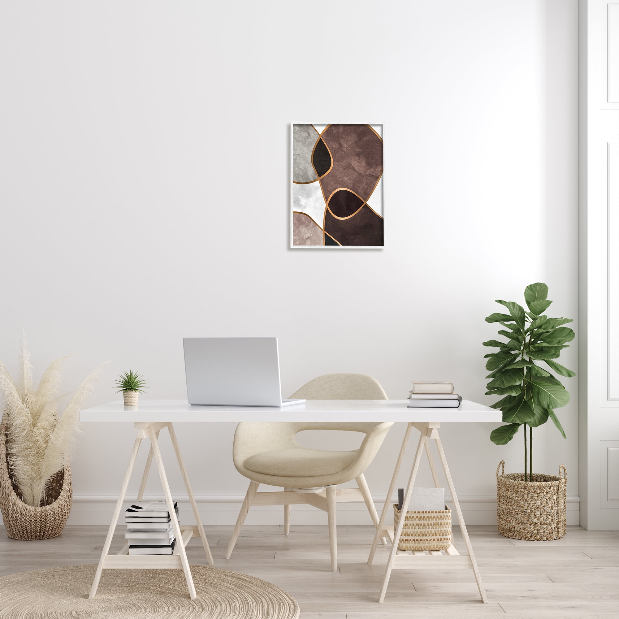 Stupell Indtries Abstract Organic Layered Shapes Brown Blh Contrasting Tones,16 x 20,Design by Design Fabrikken