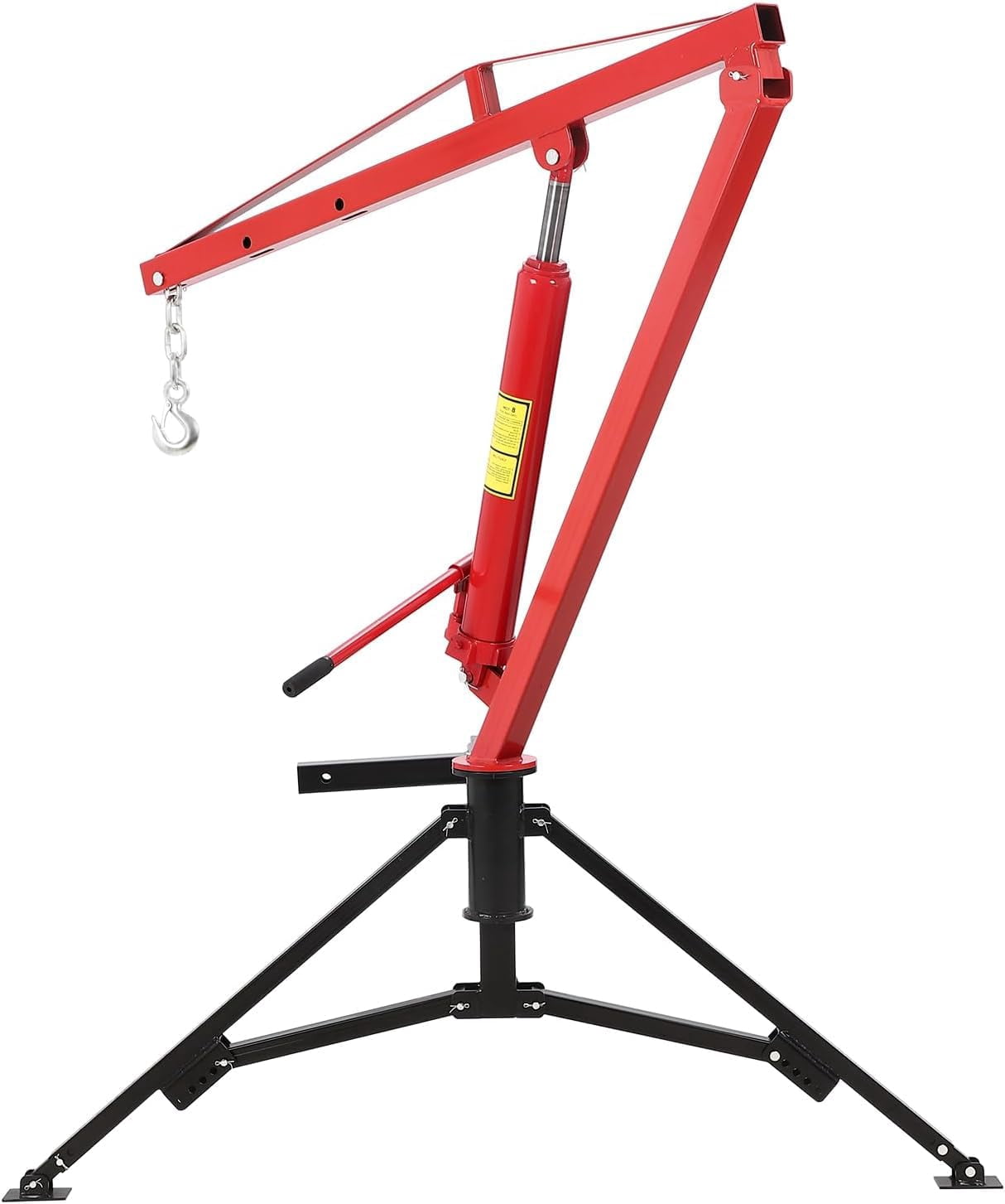 Hydraulic Pickup Truck Crane , 1000 Lbs Capacity, 360°Swivel, Hitch Mounted Crane with 3 Adjustable Capacities of 500 Lbs, 750 Lbs and 1000 Lbs for Lifting Goods in Construction, Red