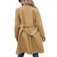 thumbnail image 3 of Women's Pea Trench Coats Notched Lapel Double Breasted Belted Business Casual Jackets Outerwear, 3 of 6