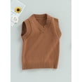 thumbnail image 3 of Bagilaanoe Toddler Baby Boy Girl Sweater Vest Sleeveless V-neck Solid Knit Tops 6M 12M 18M 24M 3T 4T 5T Kids Fall Winter Clothes, 3 of 8