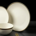 thumbnail image 3 of Assiette plate de la collection Everest de Thyme and Table, blanche et dorée, 3 of 4