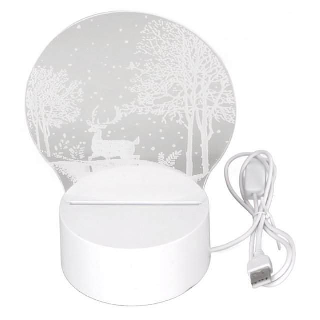 Dekaim-Base De Lámpara De Luz Nocturna LED 3D con Base De Luces Decorativas LED Alimentadas por USB De Acrílico para Decoración De Dormitorio Y Sala De Estar(Ciervo de Nieve)