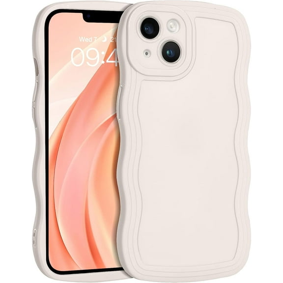 iPhone 13 Case, Phone Case iPhone 13, Curly Wave Frame Slim Fit Soft Flexible Shockproof TPU Bumper Protective Cover for iPhone 13 6.1 Inch, White