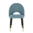 thumbnail image 5 of Set of 2 Dining Chairs with Curved Back, Linen Upholstered Chairs with Padded Seat and Metal Legs, Modern Accent Chairs for Kitchen Offices Living Rooms, Light Blue, 5 of 7