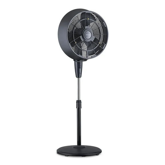 Restored Frigidaire Pedestal Fan in Black, Cools 500 sq. ft. with 3 Fan Speeds (Refurbished)