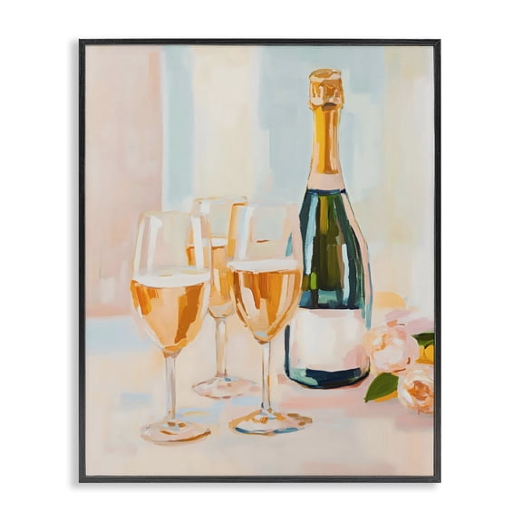 Stupell Industries Eclectic Champagne Triple Toast Black Framed Giclee Art, 11 x 14, by The Prints Vibe