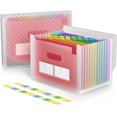 thumbnail image 1 of 12 Pockets Expanding File Folder, ActFaith Accordian File Organizer with Cover/Portable A4 Letter Size Filing Box, Bill Document Receipt Organizer Plastic Bag with Colored Tab for Classroom (Pink), 1 of 5