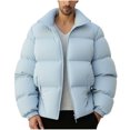 thumbnail image 2 of Xdegoge Plus Size Quilted Jacket Men Thick Full Zip Stand Collar Jackets Casual Loose Solid Color Coat Fall Winter Outdoor Sport Outerwear with Pockets, 2 of 6