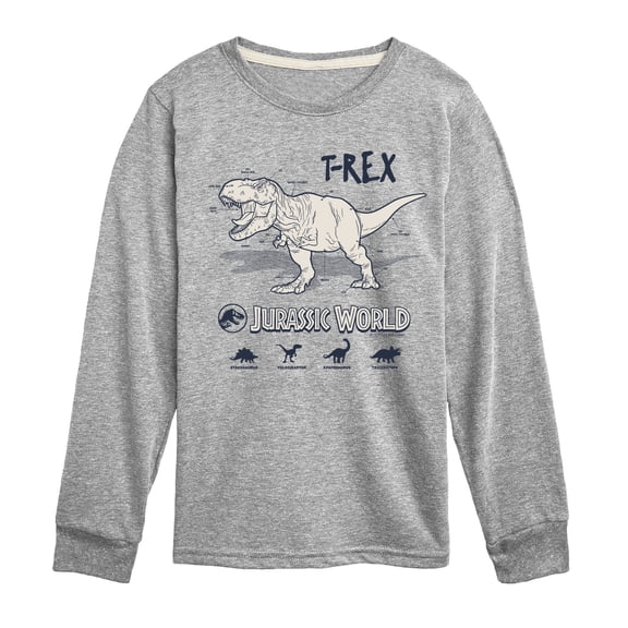 Jurassic World - Rex Info - Youth Boys Long Sleeve Graphic T-Shirt