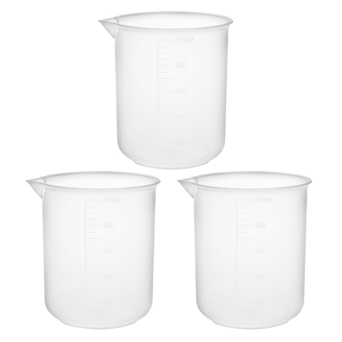 3pcs Measuring Cup Labs PP Graduated Beakers 500ml