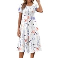 thumbnail image 3 of Fantaslook Summer Dresses for Women Casual Short Sleeve Pleated Dress Flowy Floral Dress with Pockets Flare Midi Sundress, 3 of 9