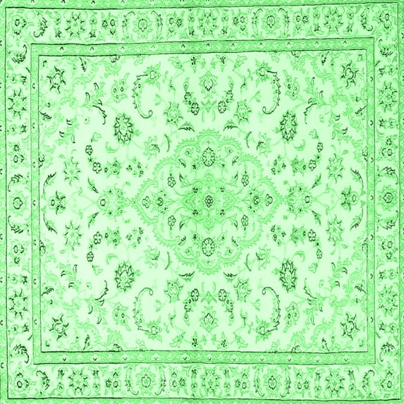 Ahgly Company Indoor Square Medallion Emerald Green Traditional Area Rugs, 3' Square