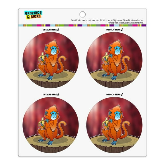 Golden Monkey Eating a Banana Refrigerator Fridge Locker Vinyl Circle Magnet Set