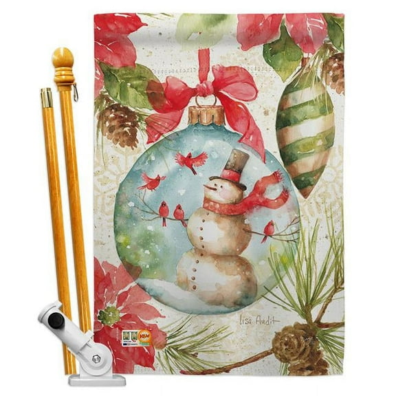 BD-WT-HS-114195-IP-BO-D-US18-WA 28 x 40 in. Woodland Holiday Winter Wonderland Impressions Decorative Vertical Double Sided House Flag Set with Pole Bracket Hardware