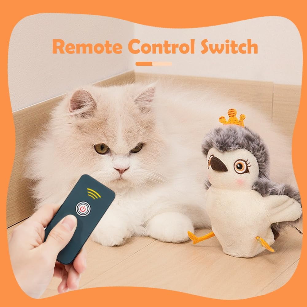 Flapping Bird Cat Toy, Rechargeable Interactive Chirping Bird Cat Toy, 3 Modes, Touch Activated