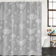 thumbnail image 2 of Grey Butterfly Botanical Bathroom Shower Curtains with 12 Hooks Polyester Waterproof Shower Curtain for Stalls and Bathtubs Summer Plants Line Art Decorative Bathroom Privacy Curtain 36x72 Inches, 2 of 7