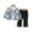 White, variant on Girls Denim Jacket and Pants Set with Bow Accents Long Sleeve Top and Lace Trim Casual Outfit for Children