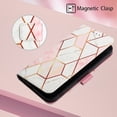 thumbnail image 5 of Allytech Moto E7 Case Wallet,Stylish Marble Case for Girls Women Folding Kickstand Full Body Protection Shockproof Cards Pocket Wrist Strap Wallet Cover for Motorola Moto E7 - Grid Marble, 5 of 7