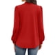 thumbnail image 4 of Camisas de Larga para Mujer, Blusas de Cuello Alto con Pliegues Delanteros, Ropa Informal Elegante para Otoño. Rojo XL, 4 of 5