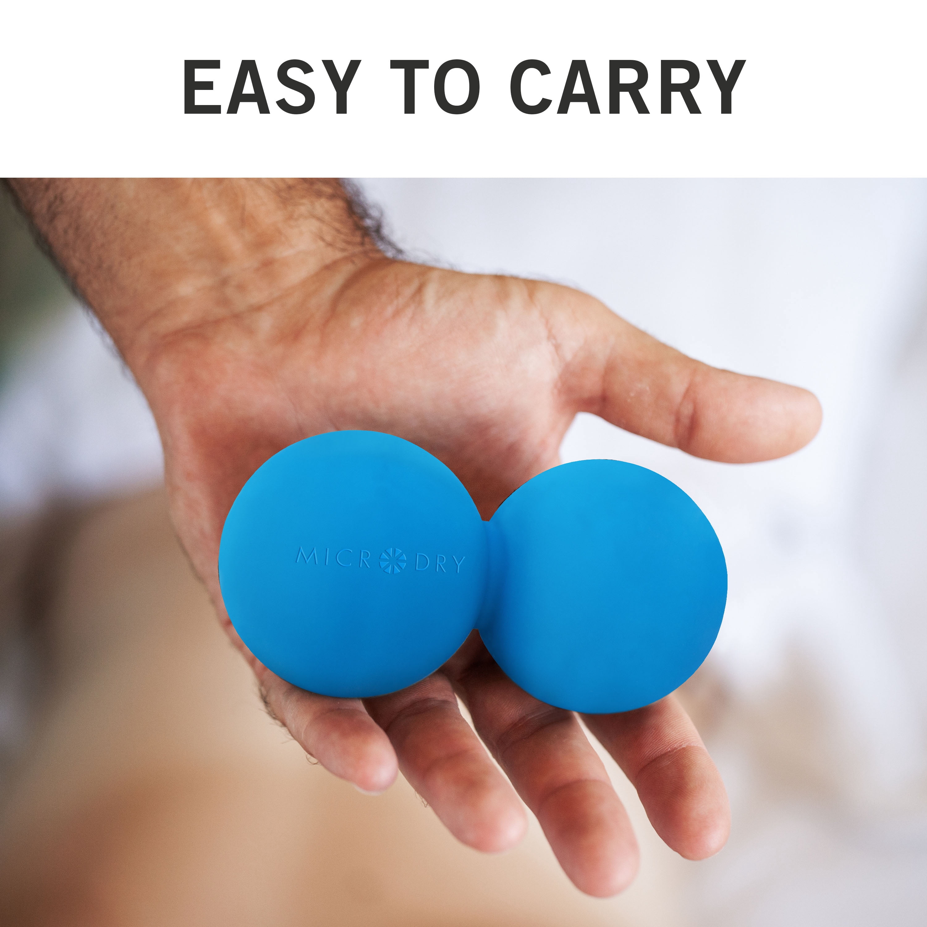 (2 pack) Microdry Dual-Ball Massage Roller for Deep Tissue Relief, Blue