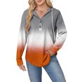 thumbnail image 6 of Craaazy Hoodies for Women Casual V-Neck Long Sleeve Shirts Stripe Color Drawstring Button Top Gifts, 6 of 6