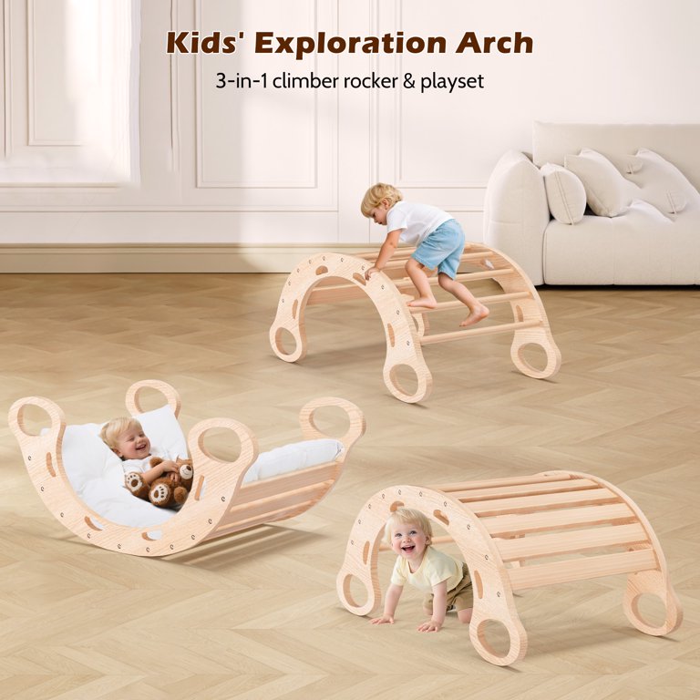 Lookfly 9 in1 Pikler Triangle Set Foldable Baby Climbing Toys for