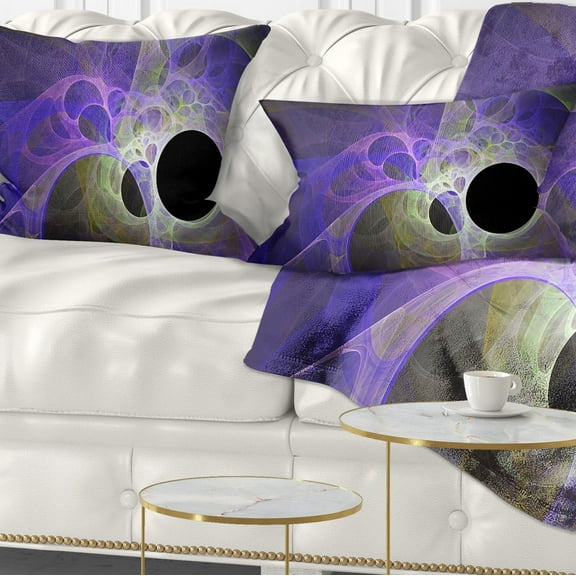 Designart Blue Fractal Angel Wings - Abstract Throw Pillow - 12x20