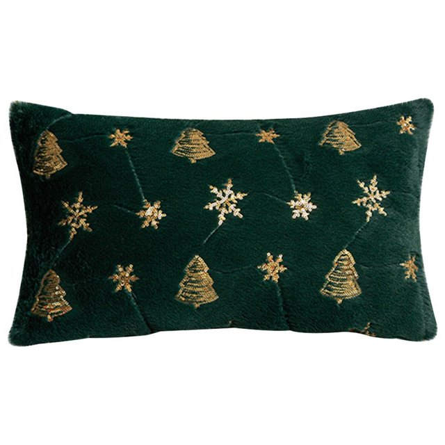 Fiudx Liquidación de ahorros de verano Funda de almohada bordada con árbol de Navidad, funda de cojín con copos de nieve, regalo decorativo navideño, funda de cojín sin núcleo
