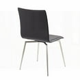 thumbnail image 2 of Set of 2 Modern Upholstered Dining Chairs with Brushed Stainless Steel & Black Faux Leather., 2 of 5