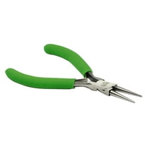 The Beadsmith Color-ID Round Nose Plier – 5 inches (127mm) – Green Comfort Grip Handle – Polished Steel Head and Double-Leaf Spring - Tool for Jewelry Making