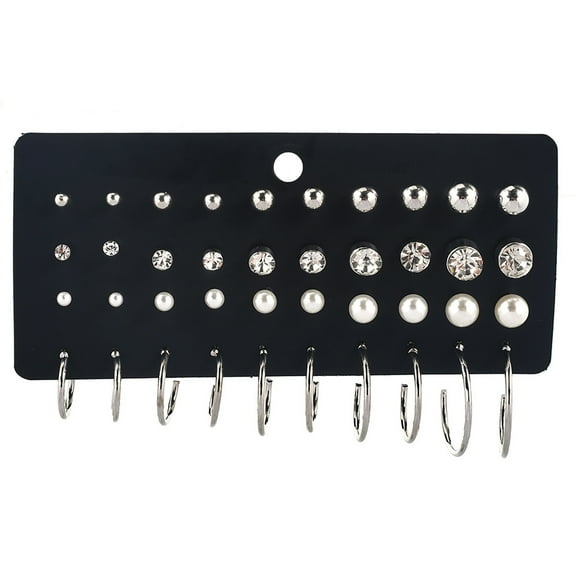 ruhuadgb 40Pcs/Sheet Exquisite Women Faux Pearl Cubic Zirconia Round Ear Stud Earring Jewelry Accessory