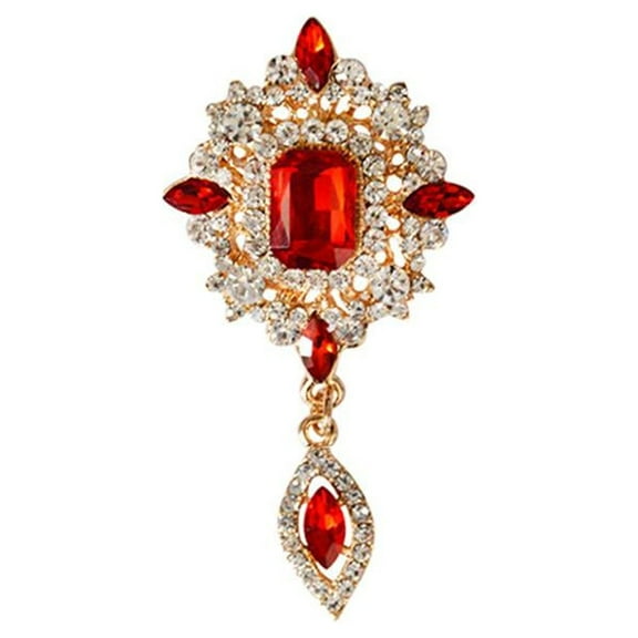 EHJRE Crystal Rhinestone Angle Tears Red Gemstone Brooch Pin Wedding Bridal Gift