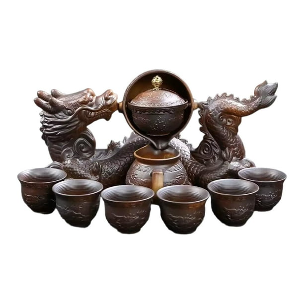 Tetera semiautomática, juego de té Gongfu chino, juego de tazas de regalo, cristalería resistente al calor, giratoria para comedor de ocio