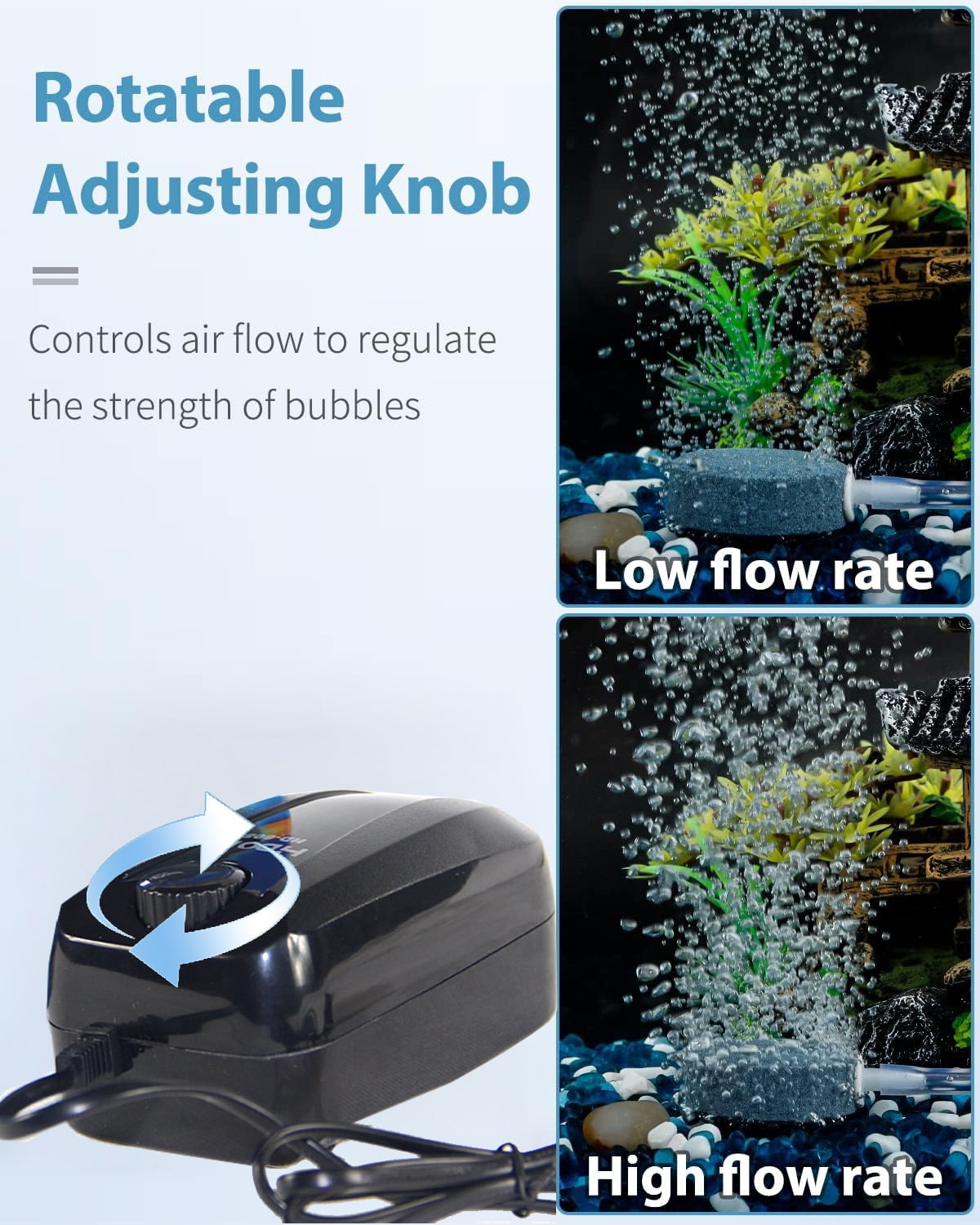 HIDOM Aquarium Air Pump Dual Outlet Fish Tank Aerator with Accessories for 15- 250 Gallon Tank