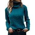 thumbnail image 2 of IMENGL Chandail à Col Roulé Uni en Tricot Rétro à Manches Longues pour Femmes, Vert G, Taille M-TG, 2 of 5