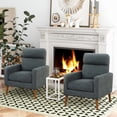thumbnail image 2 of Costway Set of 2 Accent Arm Chairs Modern Lint Fabric Sofa Chair with Solid Wood Legs, 2 of 9