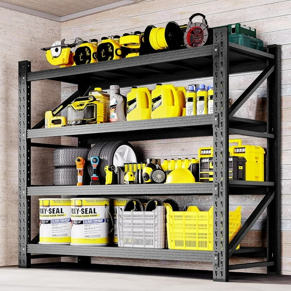 48" W Storage Shelves 3000lbs Garage Metal Shelving Heavy Duty Garage Shelves Adjustable Storage Shelves for Industrial, Factory,48" W X 24" D X 69" H (48" W x 24" D x 69" H)