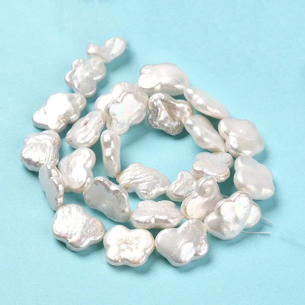 Natural Keshi Pearl Beads Strands Cultured Freshwater Pearl Baroque Pearls Grade 4A+ Butterfly Snow 12~16x10~13x4~6mm Hole: 0.7mm about 27pcs/strand 14.76''~14.96''(37.5~38cm)