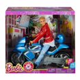 thumbnail image 3 of Barbie Pink Passport Motorcyclist Ken Doll Motorcycle & Helmet Mattel 2017 NRFB, 3 of 4