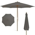 thumbnail image 1 of Costway 10FT Patio Wooden Market Table Umbrella Pulley with 8 Bamboo Ribs Sunshade Canopy Gray, 1 of 10