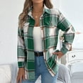 thumbnail image 5 of Hueook Barn Jackets for Women Women Coat Women‘s Casual Oversize Fall/Winter Plaid Lapel Long Sleeve Coat Outwear Jackets Green S, 5 of 8