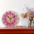thumbnail image 2 of Pink Yellow Circle Tie Dye Round Wall Clock Silent Analog Battery Operated Black Pointer Home Decor 9.84" Diameter, 2 of 11