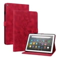 thumbnail image 2 of FJLBDE Case for Amazon Fire HD 8 Tablet (8th/7th/6th Gen, 2018/2017/2016), Embossed Flower PU Leather Flip Wallet Folio Stand Cover, Red, 2 of 7