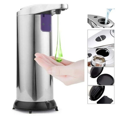 Automatic Soap Dispenser, Stainless Steel Dish Soap Dispenser with Infrared Sensor and Waterproof Base, Stainless Steel Liquid Soap Dispenser for Kitchen Bathroom