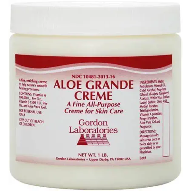 Gordon Labs Aloe Grande AllPurpose Vitamins A, E & Aloe Vera Cream 1Lb