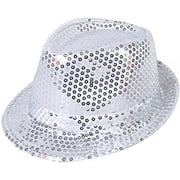 AK TRADING CO. Fashionable Unisex Sequined Fedora Hat - Silver