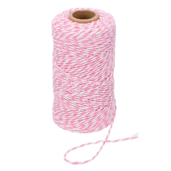 Uxcell 2mm x 109 Yard Cotton Butcher Bakers Twine for Gift Wrapping Arts Crafts Gardening, Pink White